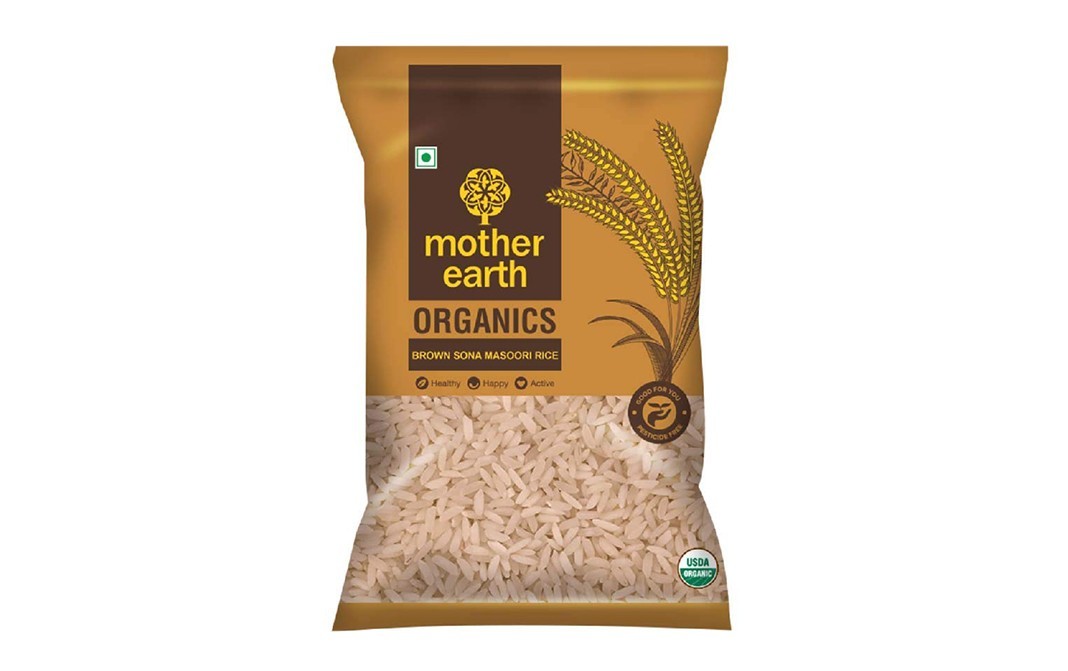 Mother Earth Organics Brown Sona Masoori Rice   Pack  1 kilogram
